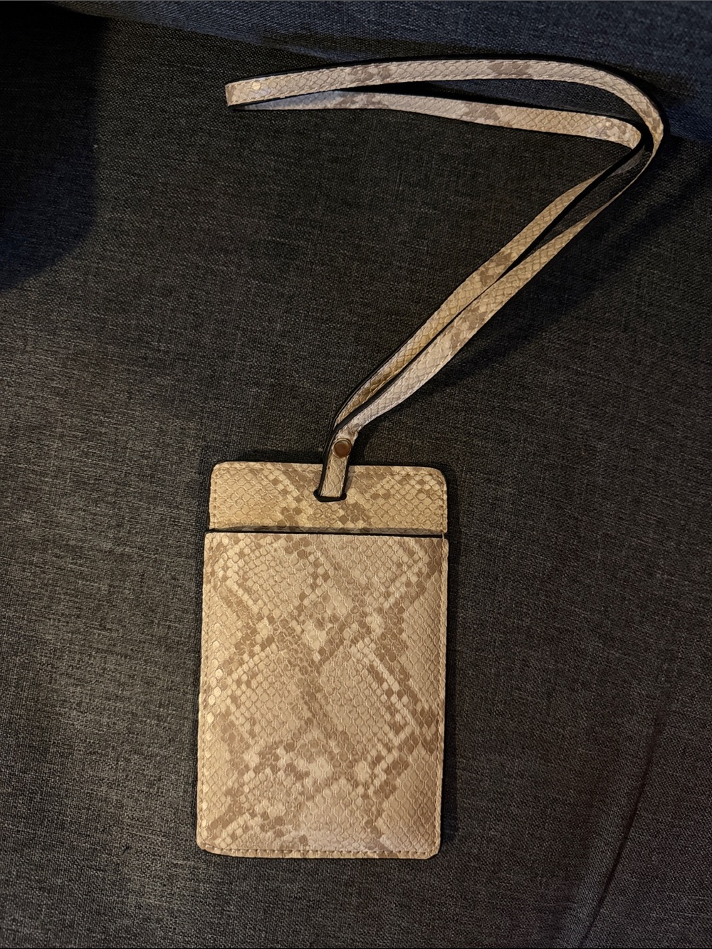 Beige Snake-Print Crossbody Phone & Card Holder
